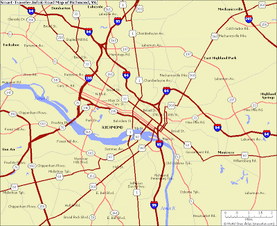 Road map of Richmond VA