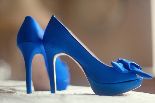 wedding dresses with blue shoes