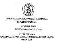Jadwal Seleksi Bersama Penerimaan Kepala Sekolah Indonesia di Luar Negeri (SILN) Tahun 2019
