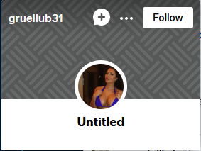 Another Tumblr follower, this one named Gruellub31, the blog untitled, and the profile a picture of a woman with obviously fake breasts.