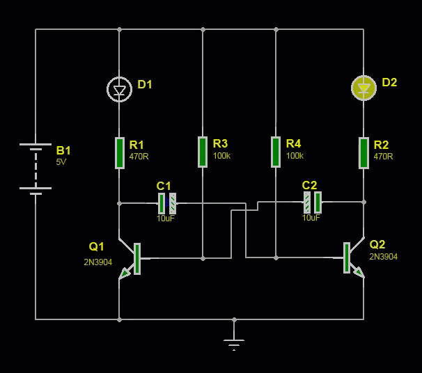 Two LED flasher with Transistor