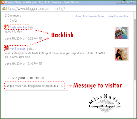 Backlink and message to visitor