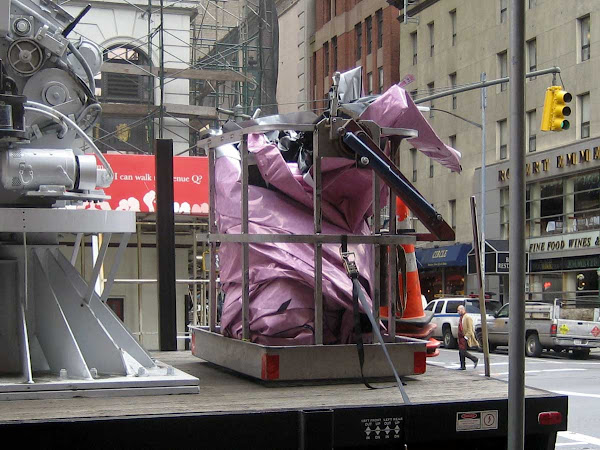 Crumpled Billboard - On the installer's truck on 8th Ave. at 44th St.