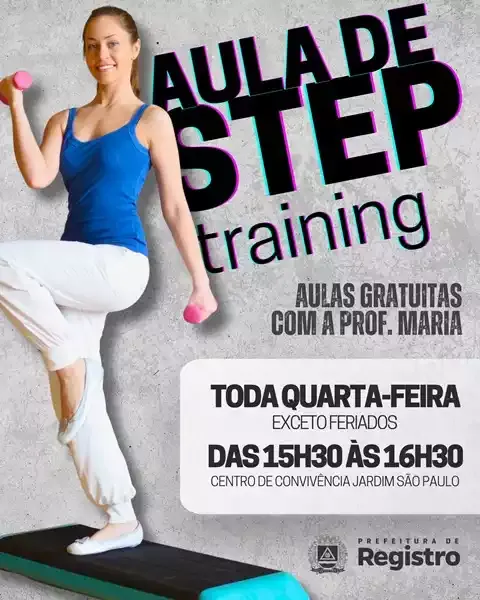 Aulas gratuitas de Step Training em Registro-SP