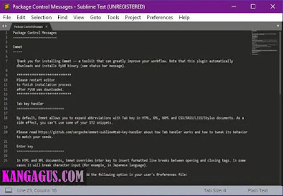 Gambar ilustrasi tampilan install plugin emmet di sublime text 3
