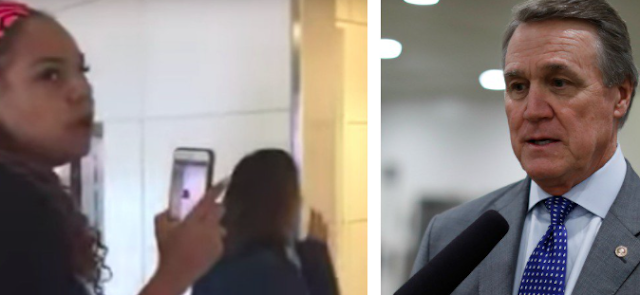 SENATOR DAVID PERDUE CONFRONTED BY RECORDING DEMOCRATIC SOCIALIST, GRABS PHONE