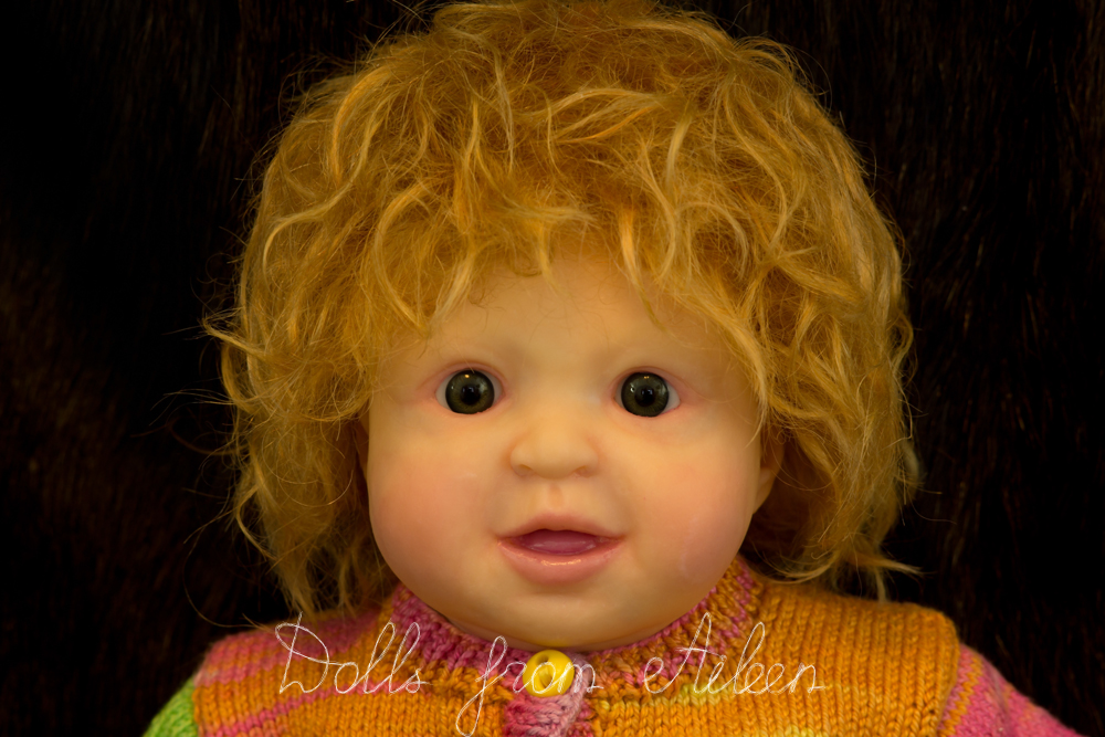ooak posable baby doll's face with mohair wig