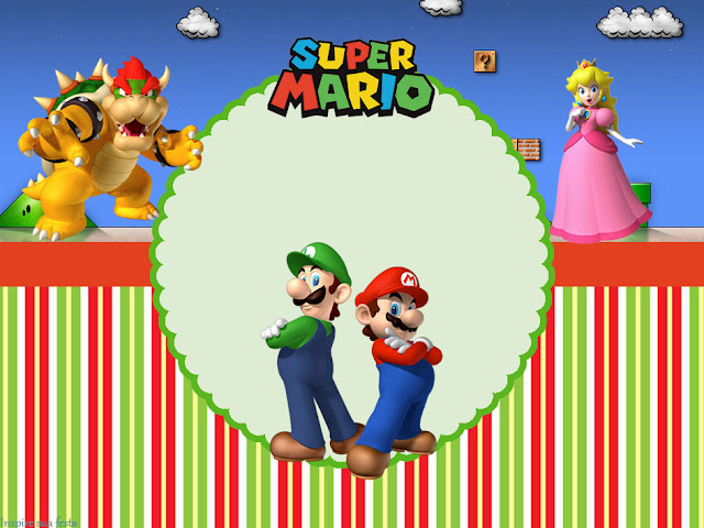 Super Mario Bros Party  Free Printable Invitations, Labels or Cards.
