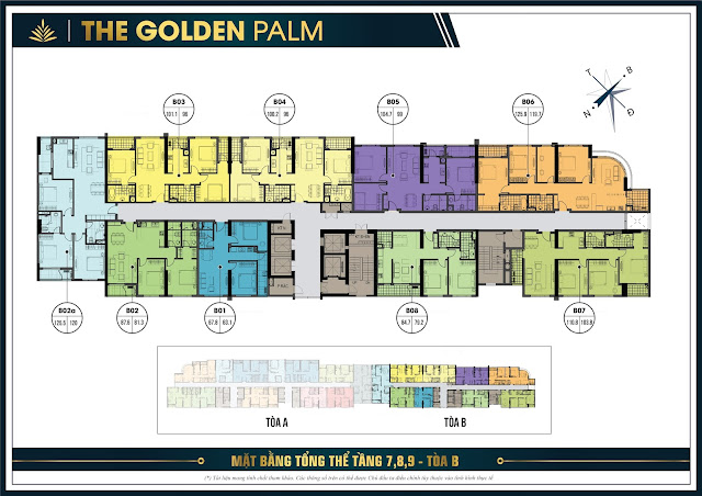 Mặt bằng thiết kế tầng 7, 8, 9 tòa B - The Golden Palm