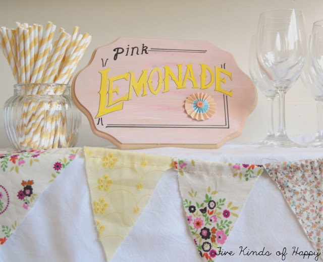 DIY Pink Lemonade sign, and bunting