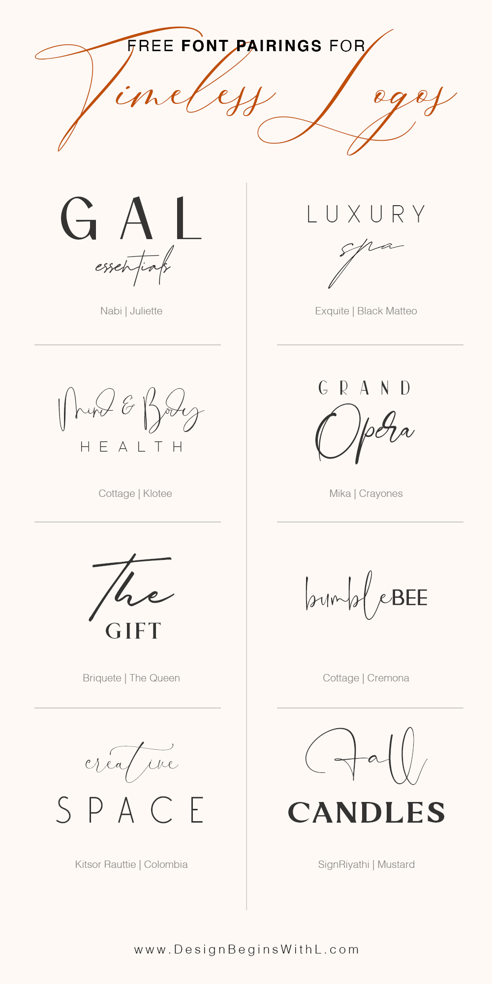 Free Font Pairings For Timeless Logo Design