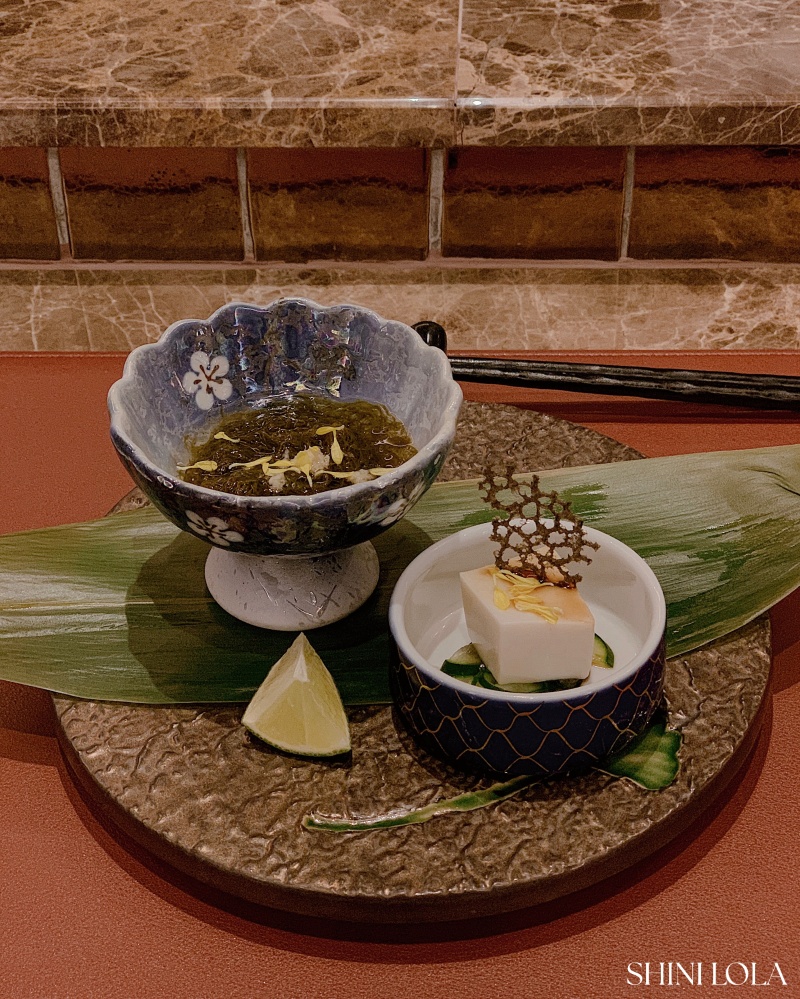 Mozuku and Goma Tofu