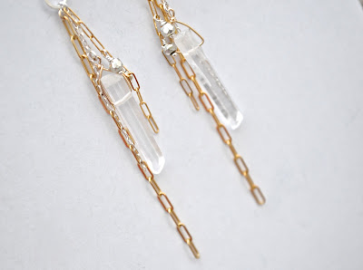 quartz earrings, summer bucket jewelry, handmade jewelry, long gold earrings, elegant earrings