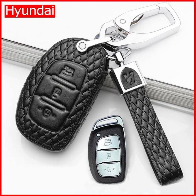 Bao da chìa khóa ô tô hyundai elantra, i10, tucson, accent màu đen, nâu, đỏ hàng cao cấp loại đẹp chìa trắng M1