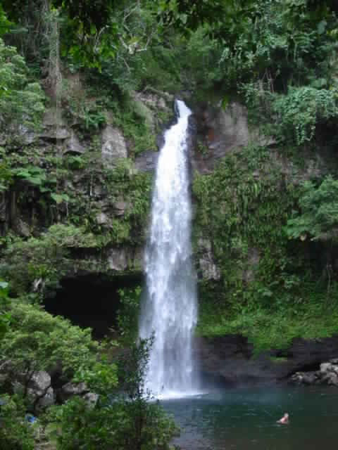 crystal clear waters coming down from the mountains at Tavoro Falls