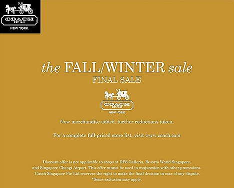 coach fall winter sale final reduction 2011 2012 Paragon Takashimaya coach fall winter sale final reduction 2011 2012 Paragon Takashimaya