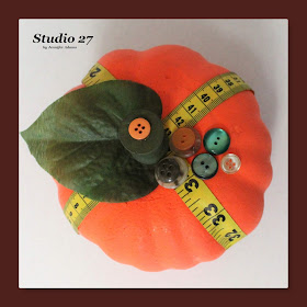 Adding Button Details to a Sewing Inspired Fall Pumpkin