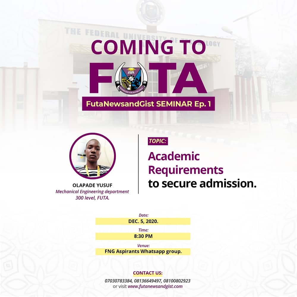 COMING TO FUTA Ep 1 - futa courses and their requirement