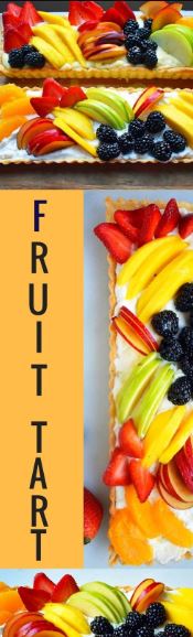 Fresh Fruit Tart with Vanilla Bean Custard. Buttery, flaky pie crust baked to perfection in tart pan and filled with handmade vanilla pastry cream and topped with sliced fruit. One of the most popular desserts for a reason! 