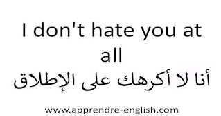 I don't hate you at all أنا لا أكرهك على الإطلاق