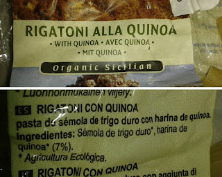 Etiqueta de pasta con quinoa