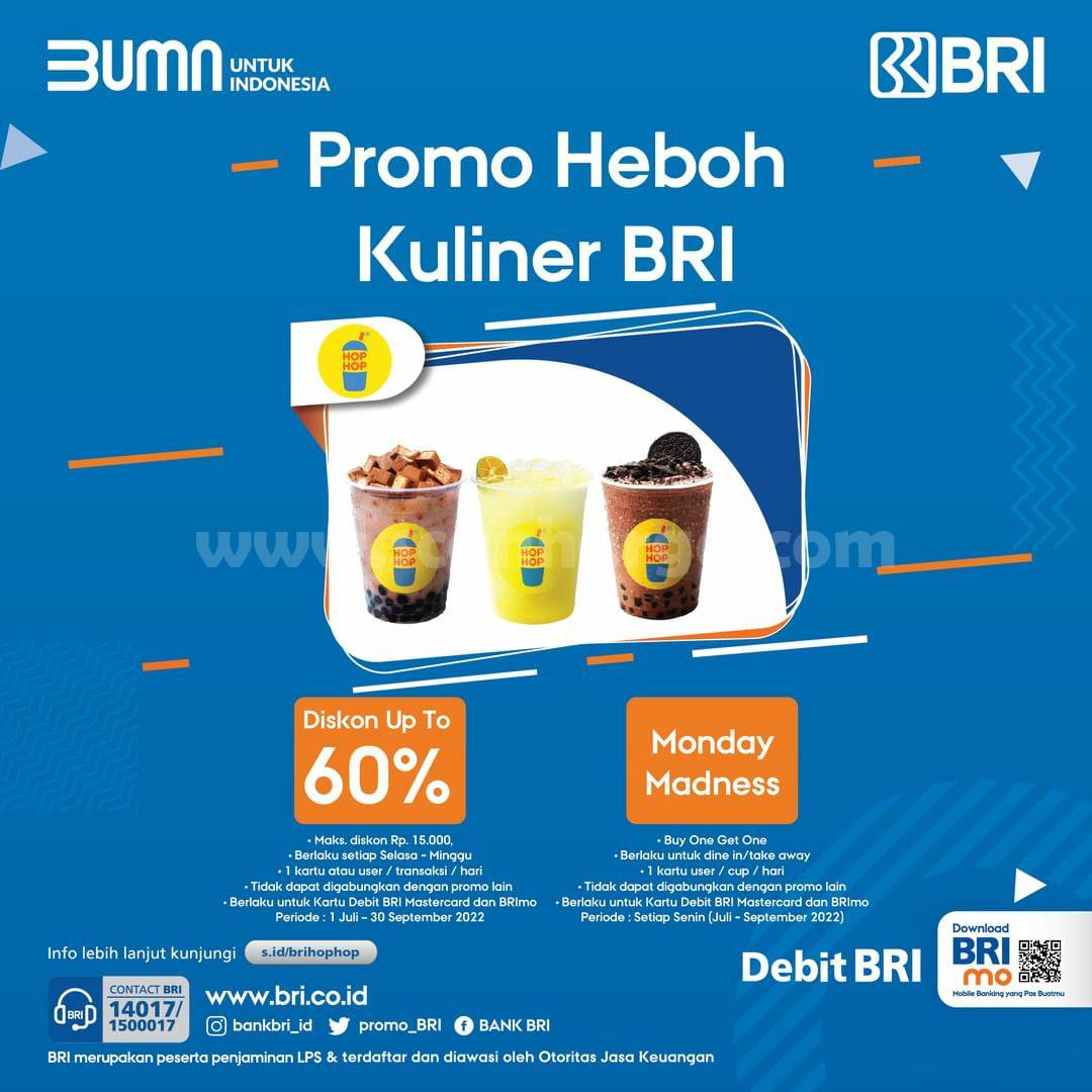 HOP HOP Promo Heboh Kuliner BRI - DISKON 60% & BELI 1 GRATIS 1