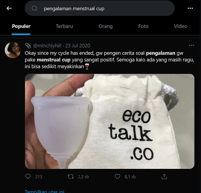 Pengalaman menggunakan menstrual cup