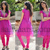 Akhila in Pink Net Churidar