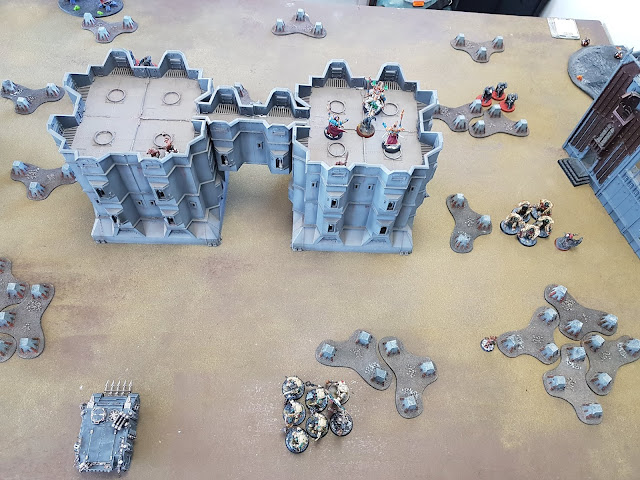 Warhammer 40k battle report - Crucible of War - Rescue - 2000 points - Dark Angels, Primaris Vanguard, Imperial Knights and Assassins vs Thousand Sons and Black Legion.