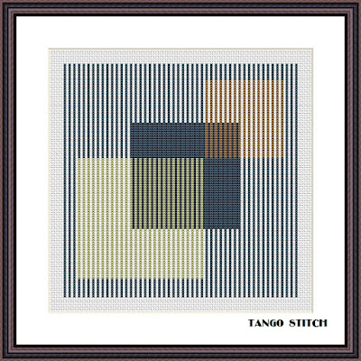 Striped cross stitch squares hand embroidery pattern - Tango Stitch