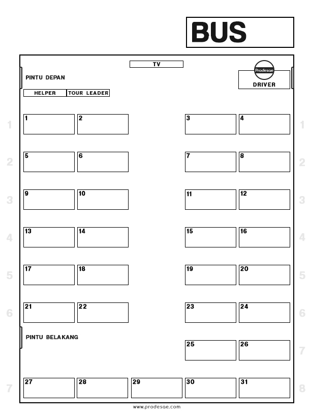 Download Denah Kursi Bus Pariwisata File JPG dan PNG