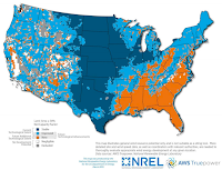Wind resource potential (Credit: NREL) Click to Enlarge.