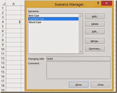 Scenario Analysis in Excel - Select Scenario 2