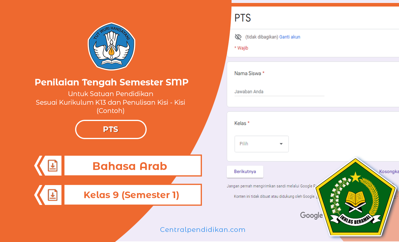 Latihan Soal PTS (Ganjil) Bahasa Arab Kelas 9 MTS 2022 Terbaru