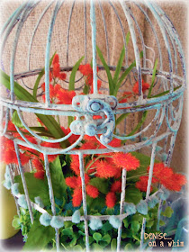 Turquoise Paint on a Shabby Birdcage via http://deniseonawhim.blogspot.com