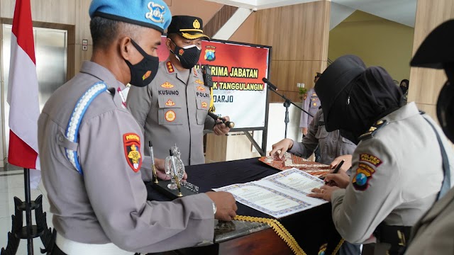 Kapolresta Sidoarjo Pimpin Sertijab Kabagren dan Kapolsek Tanggulangin