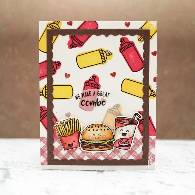 Sunny Studio Stamps: Fast Food Fun Stamped Background Friendship Card by Lexa Levana