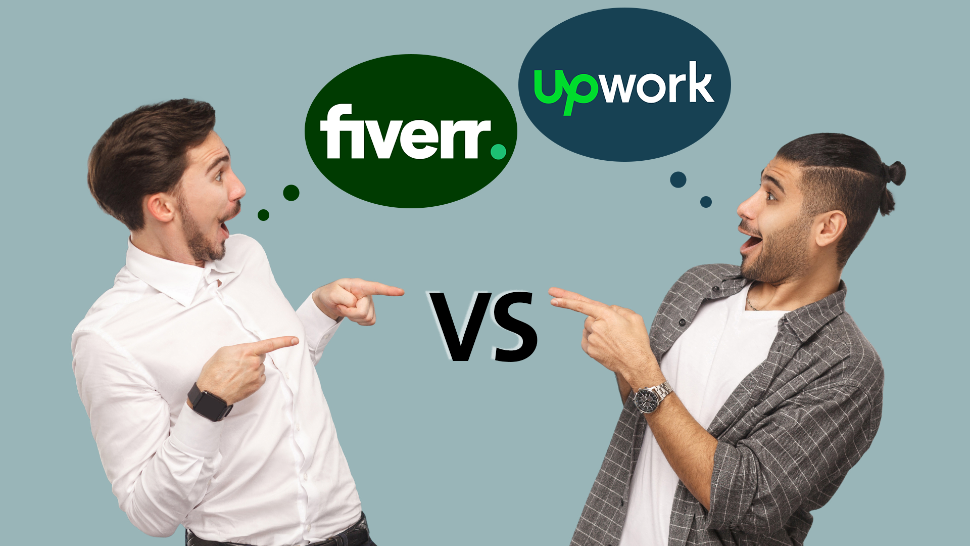 Comparison of Fiverr and Upwork platform logos with text overlay reading 'Fiverr Vs Upwork