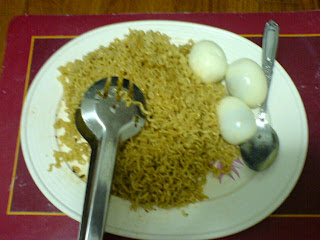 Pancit canton with boiled egg