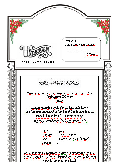 Format Undangan Syukuran Pernikahan Word Forza