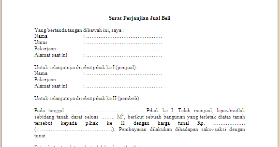 Contoh Surat Perjanjian Jual Beli Tanah Tanpa Sertifikat Contoh Surat