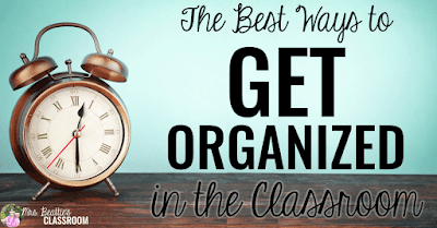 Alarm clock with text, "The best ways to get organized in the classroom."