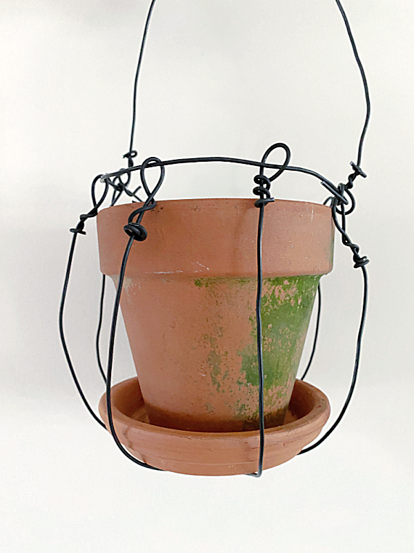 wire basket cage with planter