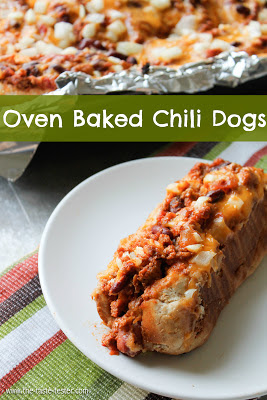 Oven Baked Chili Dogs-- an easy weeknight dinner! www.the-taste-tester.com