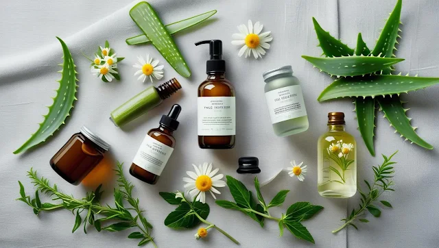Collection of top organic face moisturizers with natural ingredients on a wooden table
