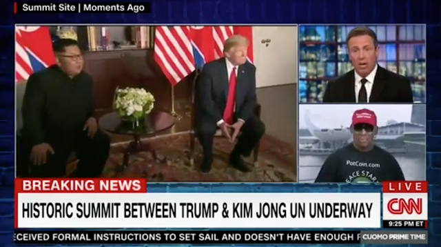 Dennis Rodman Wears Trump ‘Make America Great Again’ Hat During CNN Singapore Summit Interview