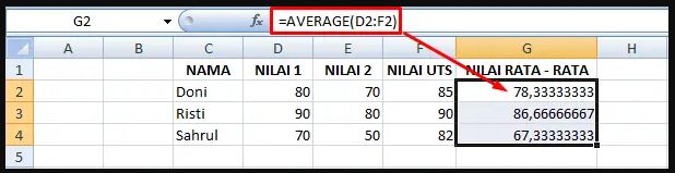 Rumus AVERAGE