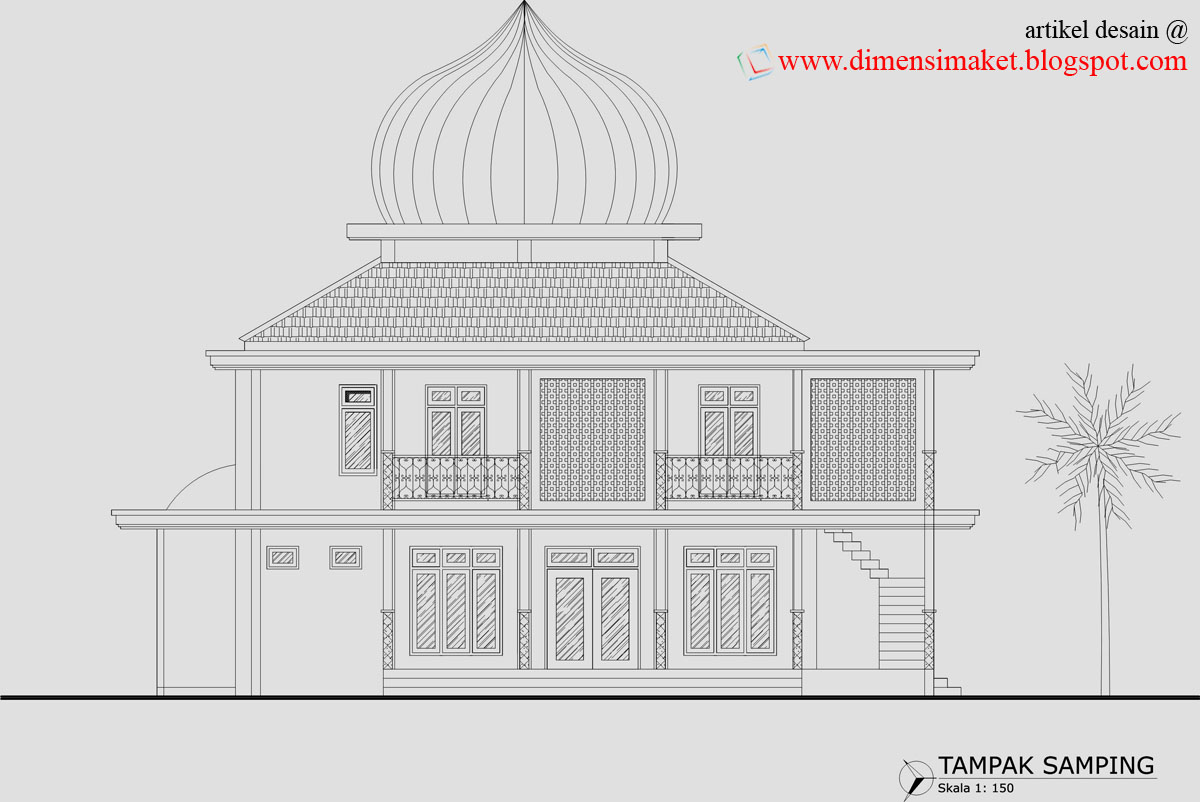 Contoh Gambar  Masjid  Dua  Lantai  Simak Gambar  Berikut