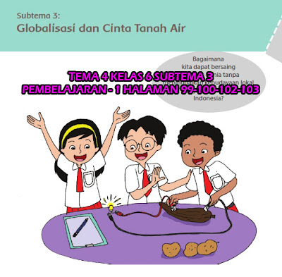  Globalisasi dan Cinta Tanah Air Pembelajaran  Kunci Jawaban Tematik Kelas 6 Tema 4 Subtema 3 Halaman 99,100,102,103