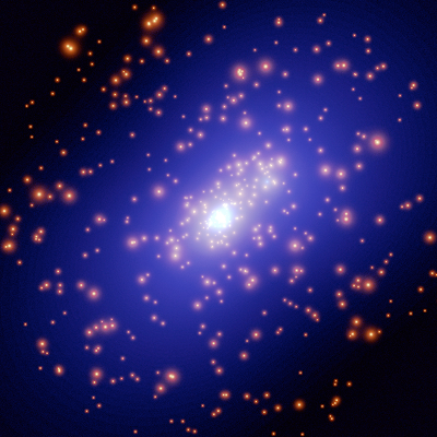 Dark Matter in giant galaxy cluster CL0025+1654 (dark matter in blue colour)